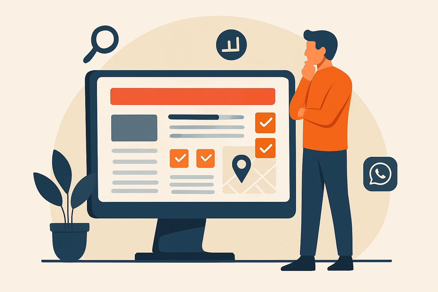 Professional Website Design_gegosoft A flat-style digital illustration depicting a professional website designer working on a laptop with modern UI elements, representing web design services in Madurai.